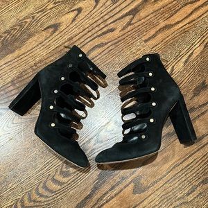 Vince Camuto Women's Davel Block Heel Pump Black Suede Size 7